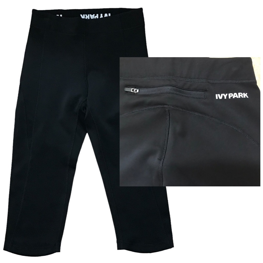 Ivy Park Black Capri Leggings Beyonce Mid-Rise 3/4 Length Workout Pants XS